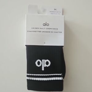 ALO Yoga Black and White Unisex Half-Crew Socks